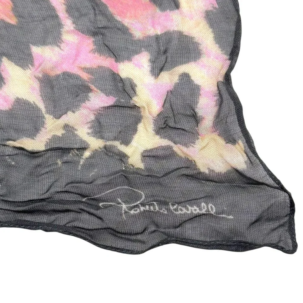 Roberto Cavalli Semi-Sheer Pink Leopard Print Stole Scarf